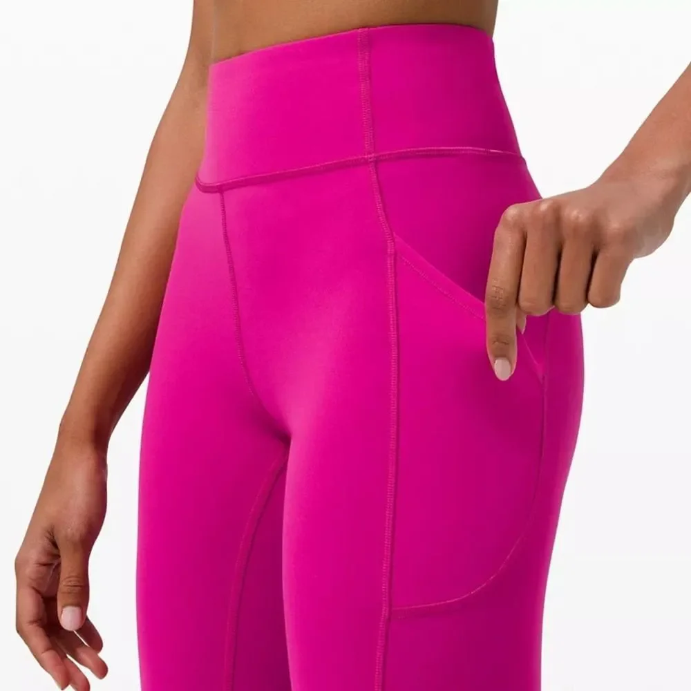 Lululemon Invigorate High Rise Tights 25” Leggings Barbie Pink - Picture 3 of 8